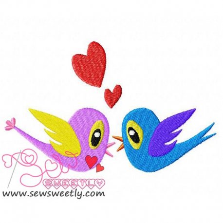 Valentine Birds Embroidery Design Pattern-1