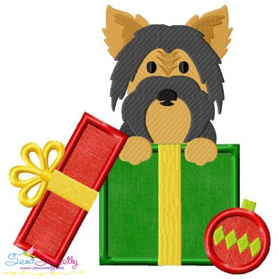 Christmas Yorkie Dog Applique Design Pattern-1