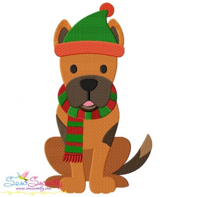 Christmas German Shepherd Dog Embroidery Design Pattern-1