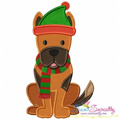 Christmas German Shepherd Dog Applique Design Pattern-1
