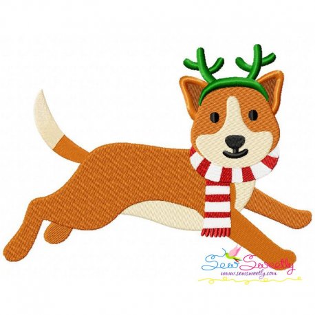 Christmas Corgi Dog Embroidery Design Pattern