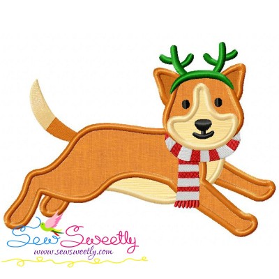 Christmas Corgi Dog Applique Design Pattern-1