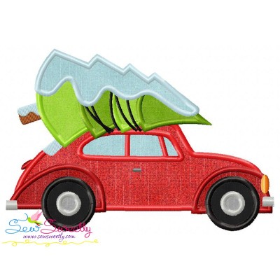 Christmas Bug Car With Tree Applique Design Pattern-1