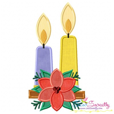 Christmas Candles Flowers Applique Design Pattern-1