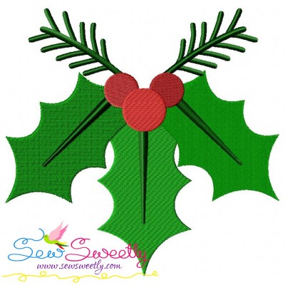 Christmas Holly Leaves-3 Embroidery Design Pattern-1