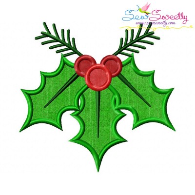 Christmas Holly Leaves-3 Applique Design Pattern-1