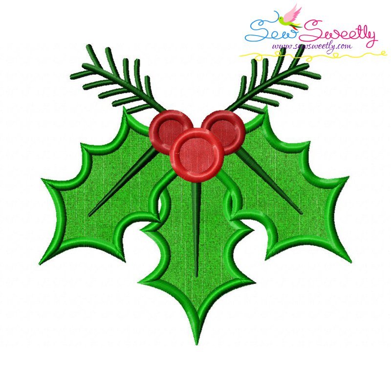 Christmas Holly Leaves-3 Applique Design Pattern