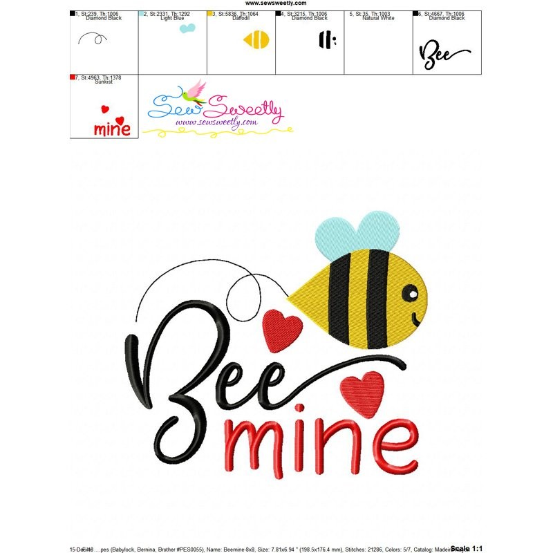 Bee Mine3 Embroidery Design Sew Sweetly