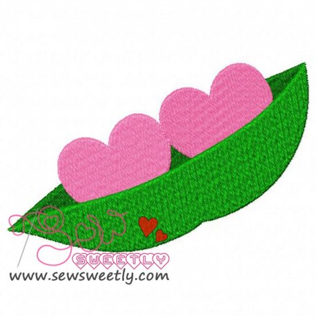 Two Hearts In a Pod Embroidery Design- 1