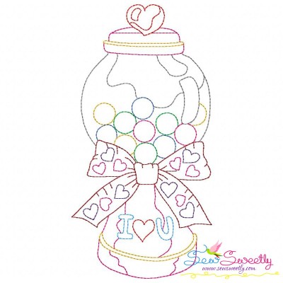 Valentine's Day Color Work- Candies Jar Embroidery Design Pattern-1