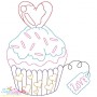 Valentine's Day Color Work Cupcake Embroidery Design Pattern-1
