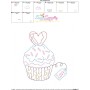 Valentine's Day Color Work Cupcake Embroidery Design Pattern-3