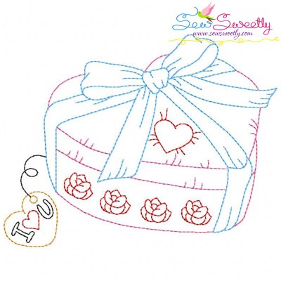 Valentine's Day Color Work- Heart Gift Embroidery Design Pattern-1