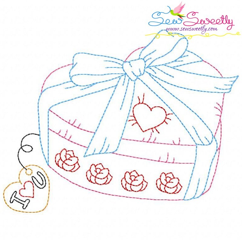 Valentine's Day Color Work - Heart Gift Machine Embroidery Design
