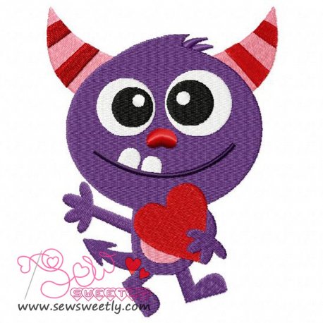 Valentine Monster Embroidery Design Pattern-1