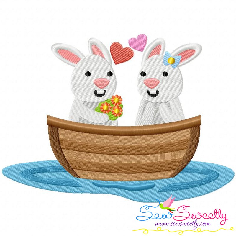 Love boat animal bunnies embroidery design  sew sweetly Love boat animal bunnies embroidery design  sew sweetly