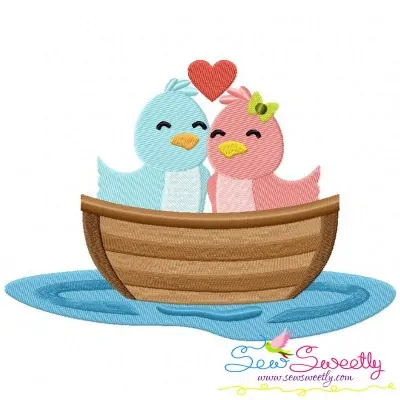 Love Birds Boat Embroidery Design Pattern-1