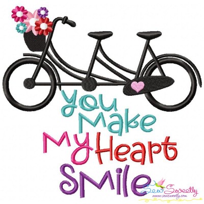 You Make My Heart Smile Bicycle Embroidery Design Pattern-1