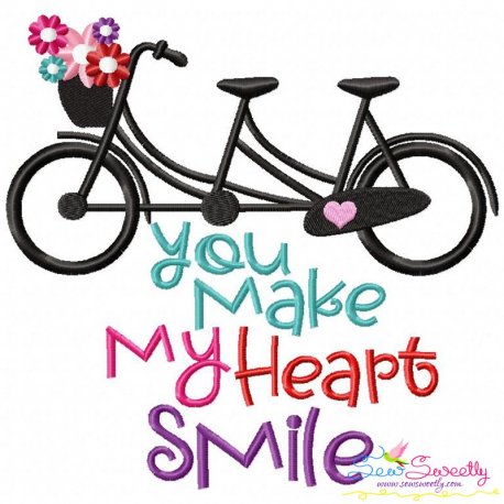 You Make My Heart Smile Bicycle Embroidery Design- 1