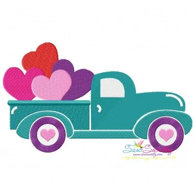 Valentine's Truck Embroidery Design Pattern-1