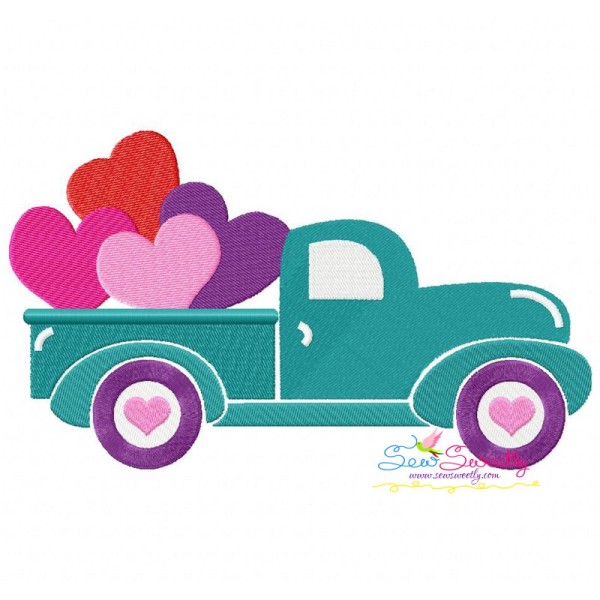 Valentine's Truck Embroidery Design Pattern-1