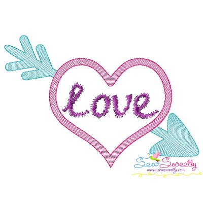 Love in Heart With Arrow Sketch Embroidery Design Pattern-1
