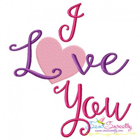 I Love You Lettering Embroidery Design Pattern