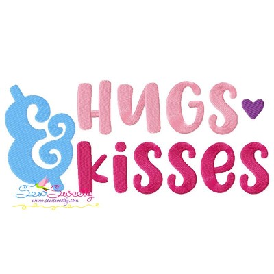 Hugs and Kisses Lettering Embroidery Design Pattern-1