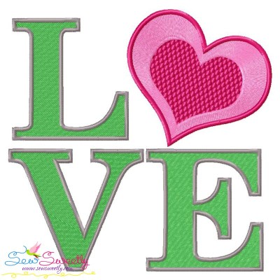 Love Heart Lettering Embroidery Design Pattern-1