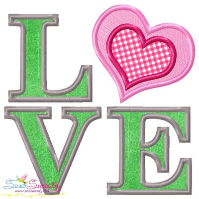 Love Heart Applique Lettering Embroidery Design Pattern-1