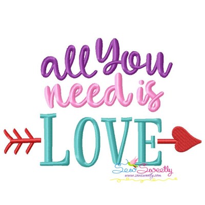 All You Need is Love Lettering Embroidery Design Pattern-1
