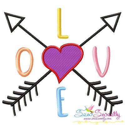 LOVE with Arrows Lettering Embroidery Design Pattern-1