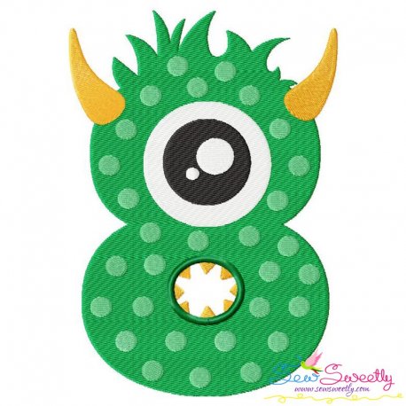 Monster Number-8 Embroidery Design Pattern