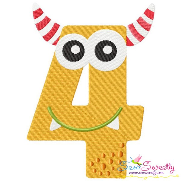 Monster Number-4 Embroidery Design Pattern-1