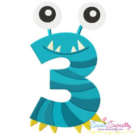 Monster Number-3 Embroidery Design