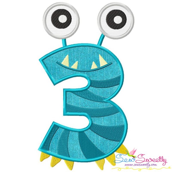 Monster Number-3 Applique Design Pattern-1