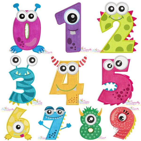 Monster Numbers Applique Design Bundle-1
