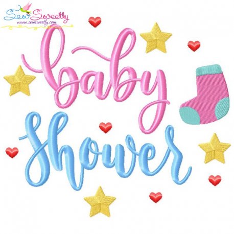 Baby Shower Lettering Embroidery Design Pattern