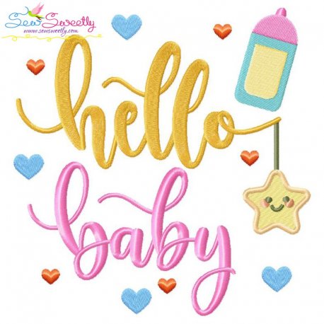 Hello Baby Lettering Embroidery Design Pattern