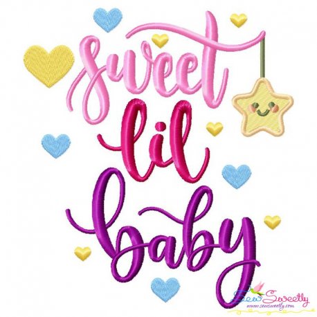Sweet Lil Baby Lettering Embroidery Design Pattern