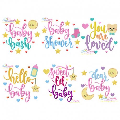 Baby Shower Lettering Embroidery Design Pattern Bundle-1