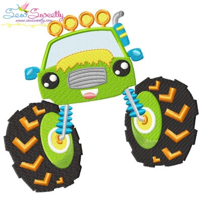 Green Monster Truck Embroidery Design Pattern-1