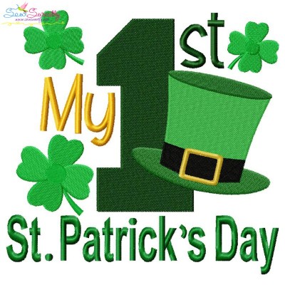 My 1st St. Patrick's Day Lettering Embroidery Design Pattern-1