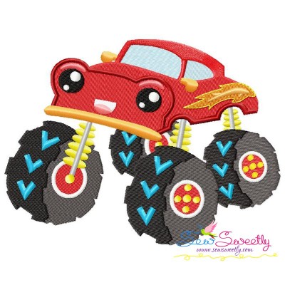 Red Monster Truck Embroidery Design Pattern-1