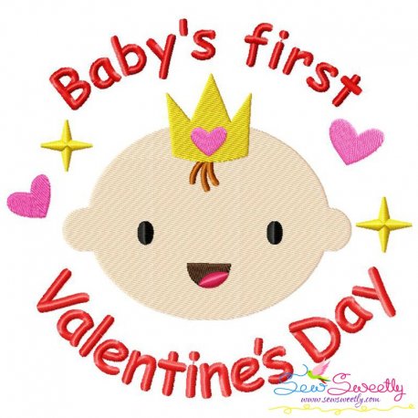 Baby's First Valentine's Day Lettering Embroidery Design Pattern-1
