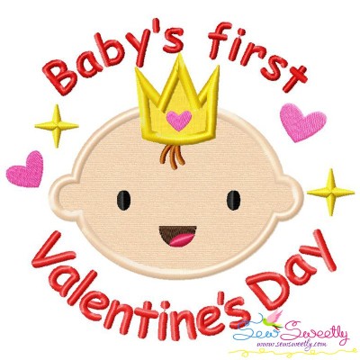 Baby's First Valentine's Day Lettering Applique Design