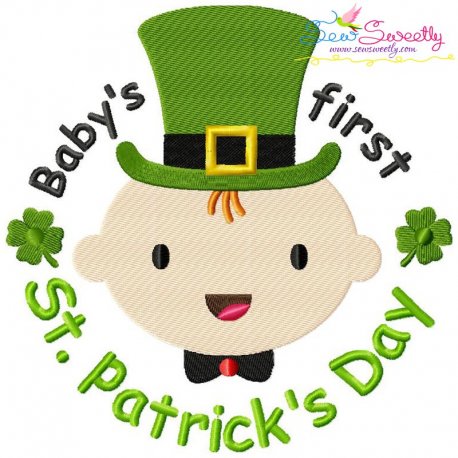 Baby's First St. Patrick's Day Lettering Embroidery Design Pattern