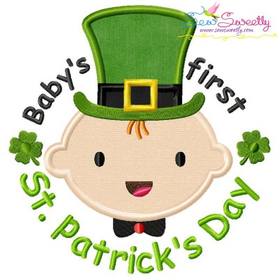 Baby's First St. Patrick's Day Lettering Applique Design Pattern-1