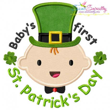 Baby's First St. Patrick's Day Lettering Applique Design- 1
