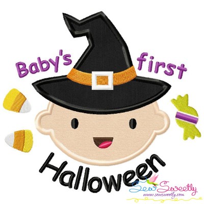 Baby's First Halloween Lettering Applique Design